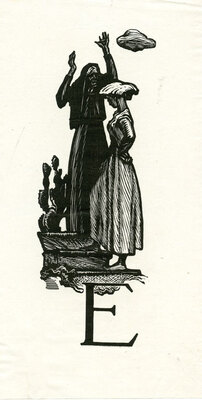 Билль Александра Феликсовна. Лот из трех эскизов обложки и 12 буквиц к книге М. Горького «Сказки об Италии»